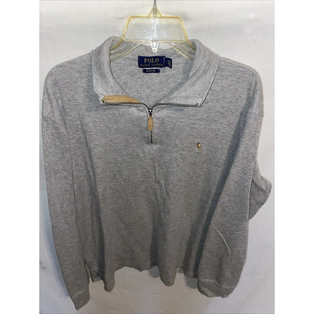 Polo Ralph Lauren Estate Rib Men’s Flesh Pony Sweat Shirt Sz XL Gray Athleisure